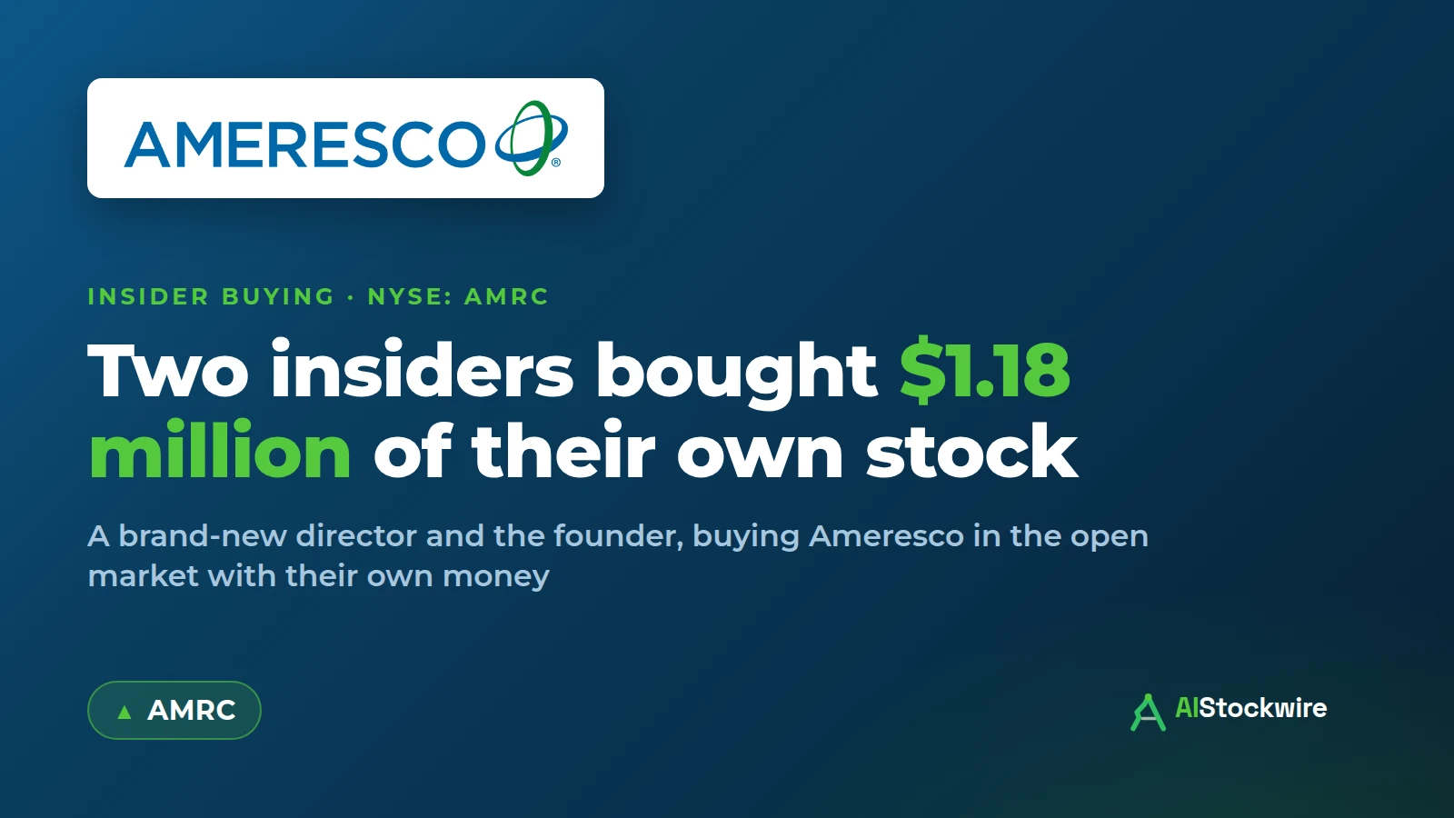 A new Ameresco (AMRC) director and the founder put $1.18 million of their own money into the stock