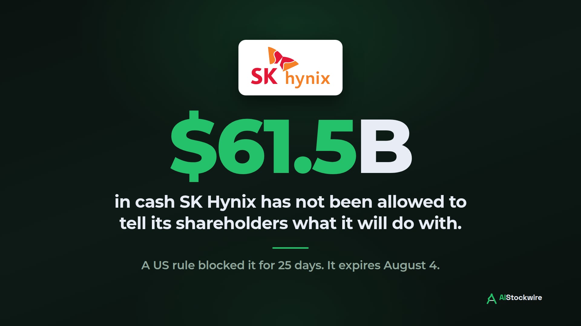 SK Hynix couldn't discuss a buyback for 25 days because of a US rule. That ends Tuesday in Seoul.