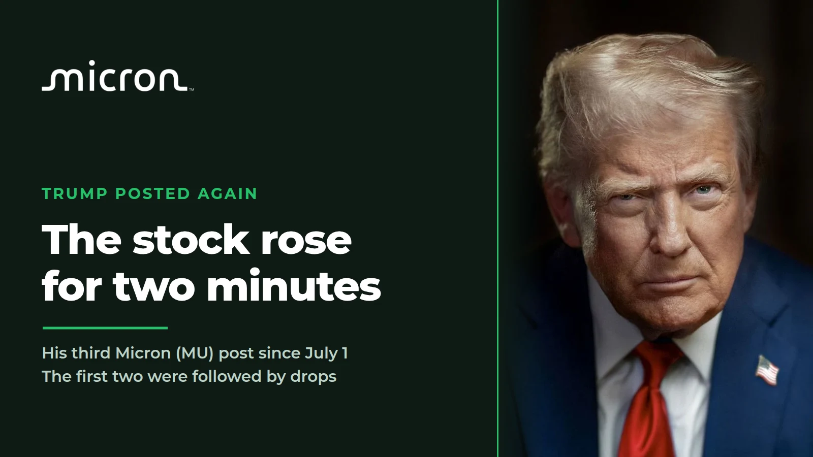 Trump praised Micron (MU) again. The stock rose for two minutes (August 27, 2026)